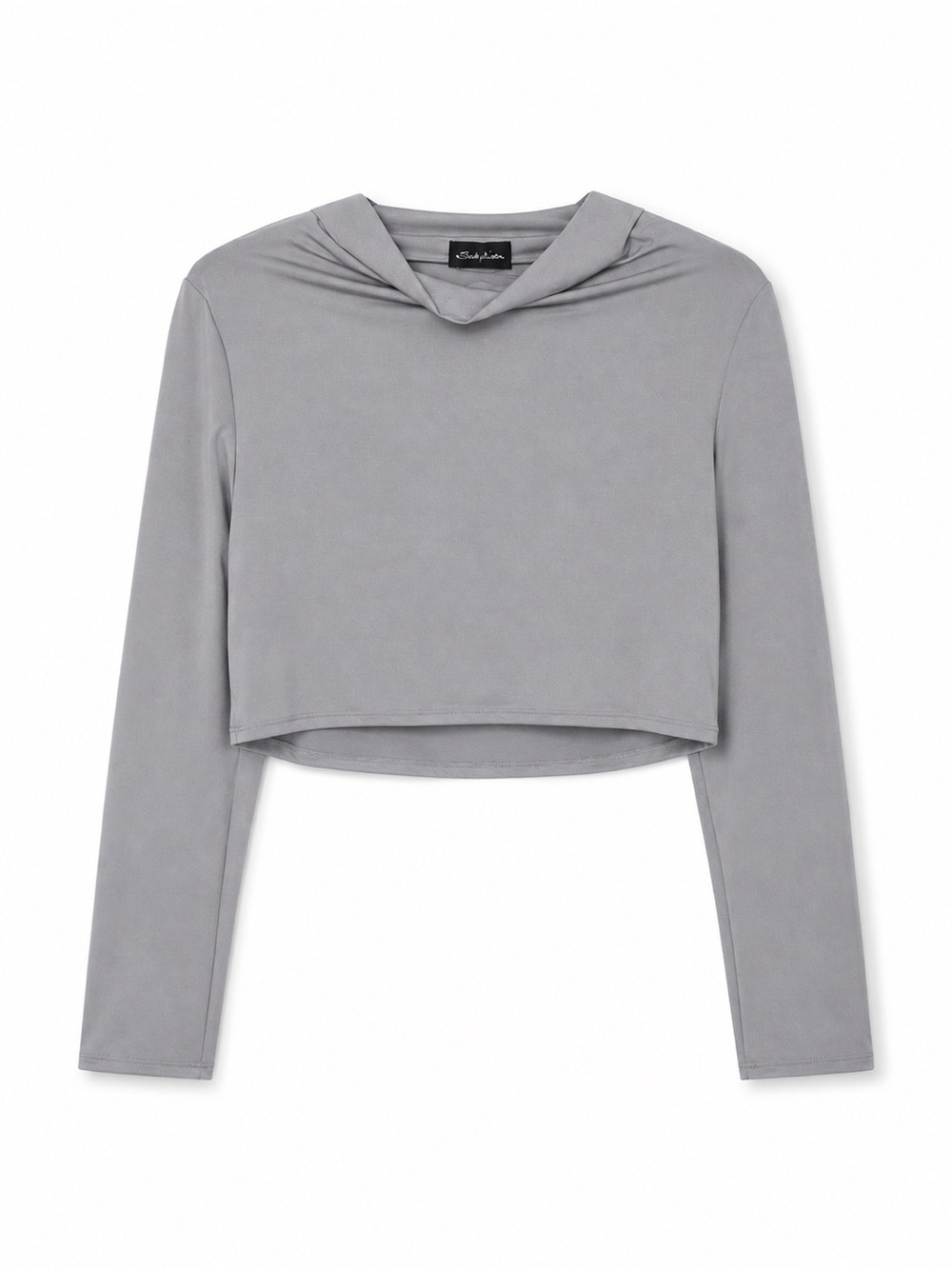 Seduction Grey Slinky Cropped Long Sleeve Top | Size L | NWT